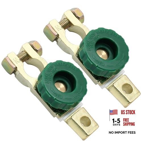 2 Pack Top Post Battery Master Disconnect Switch – Battery Terminal Green