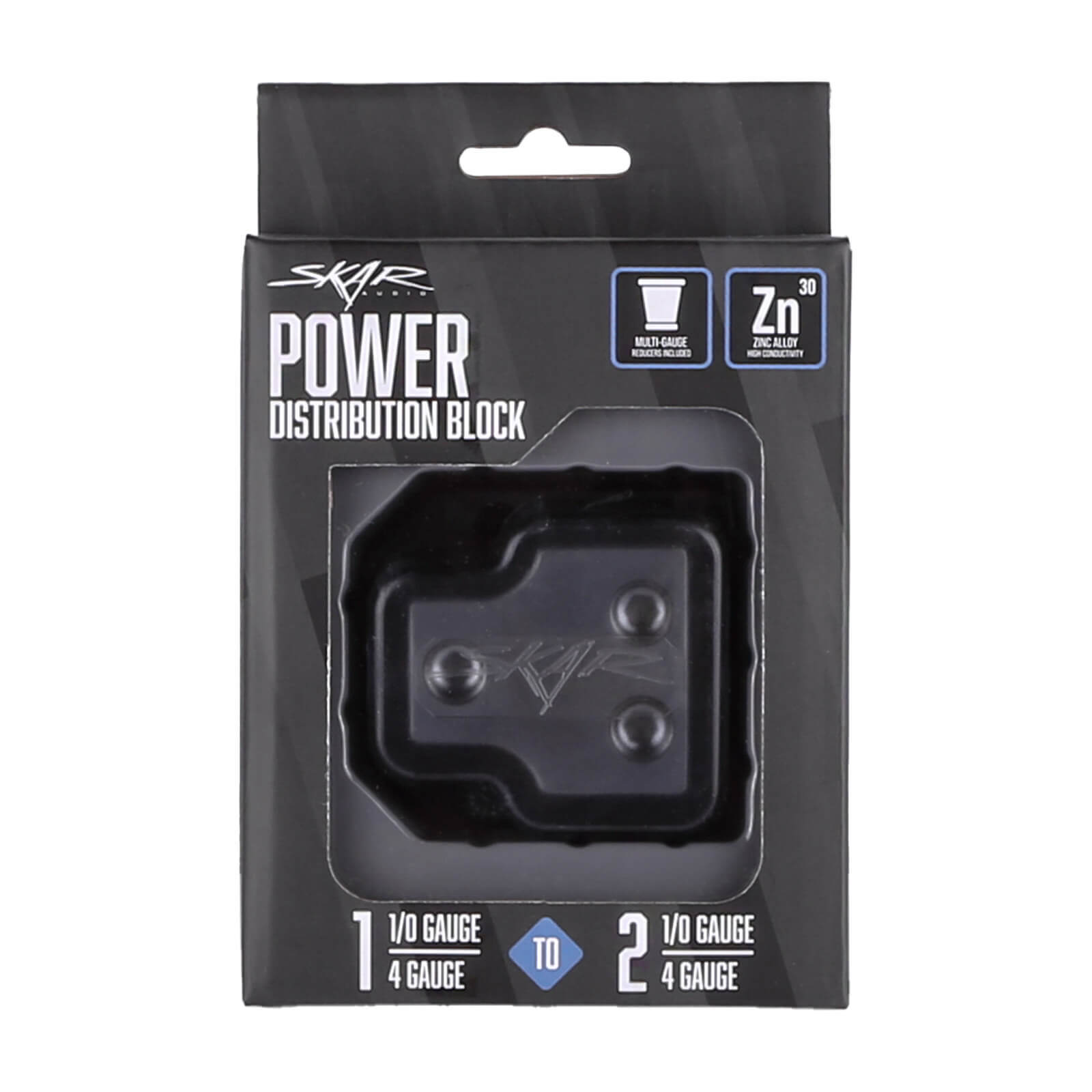 NEW SKAR AUDIO X1 1/0 OR 4 GA INPUT TO X2 1/0 OR 4 GA OUTPUT DISTRIBUTION BLOCK