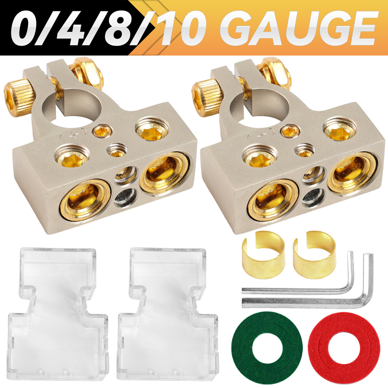 2 Car Battery Universal Terminal Connector Top Post Positive Negative Heavy Duty