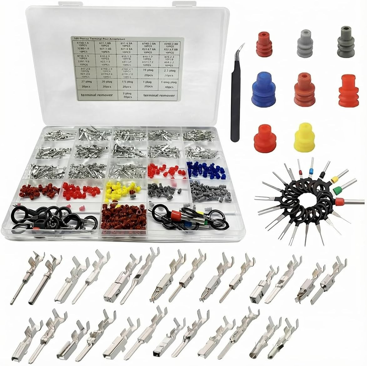 500PCS Car Electrical Wire Terminal Pins Connector, 1/1.5/1.8/2.2/2.8/3.5Mm Auto