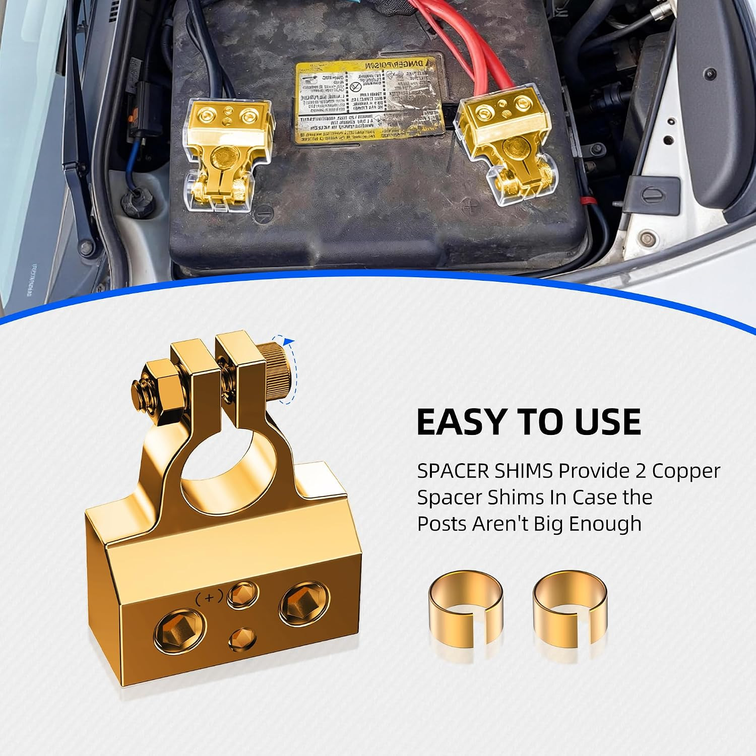 SUNMORN Battery Terminal Connectors, 0/2/4/6/8/10 AWG Battery Terminals, Heavy D