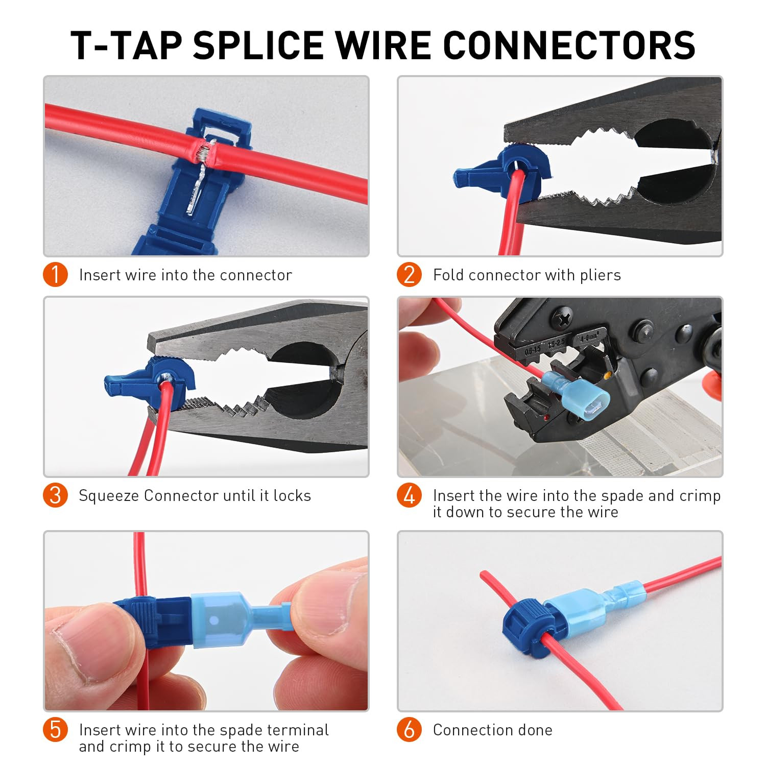 Nilight 120PCS/60 Pairs Quick Splice Disconnect Wire Terminals T-Tap Spade Conne