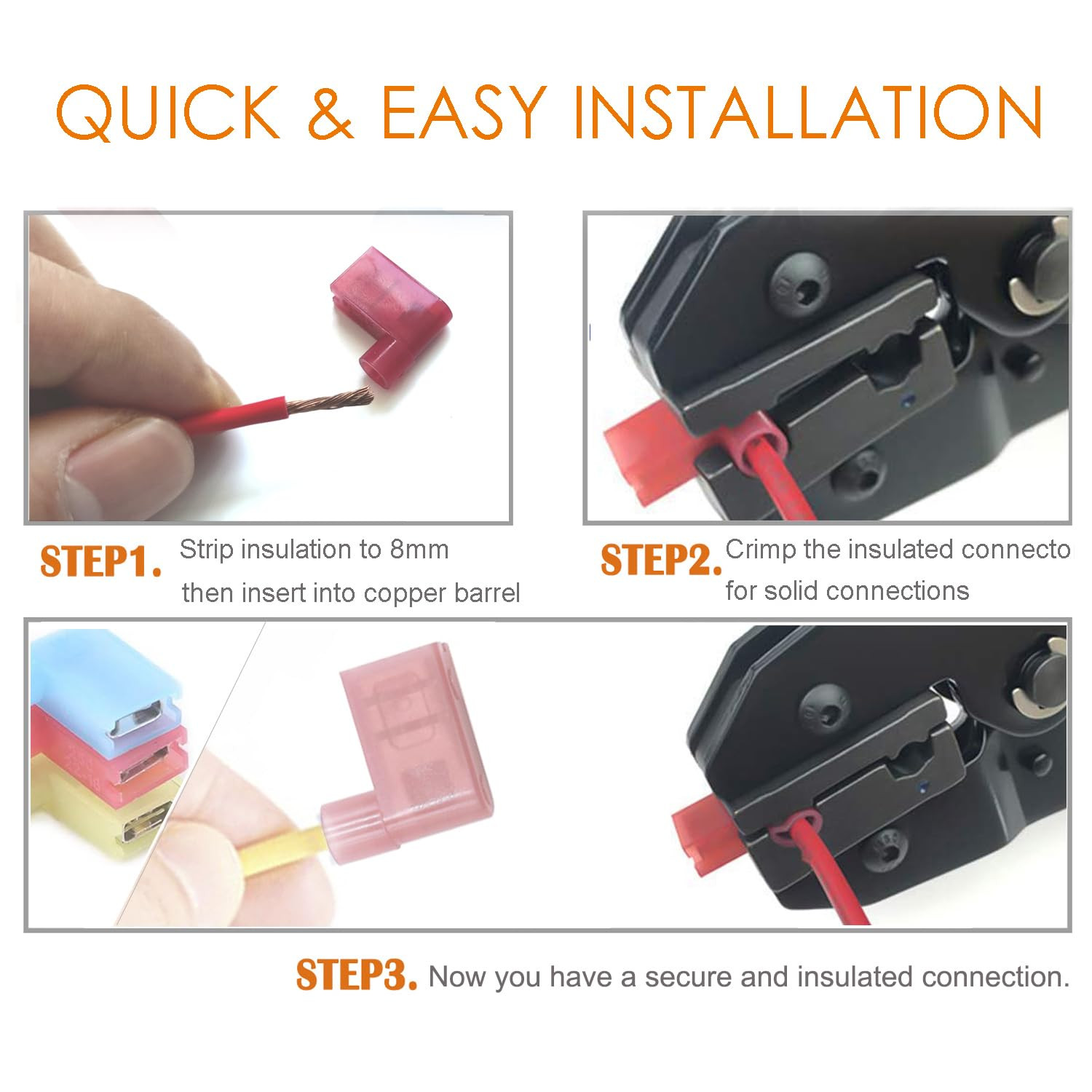 100Pcs Nylon Flag Spade Female Insulated Terminals 24-10 Gauge Quick Disconnects