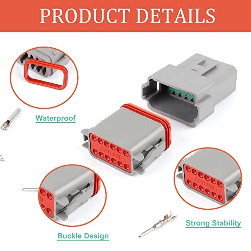 94PCS Electrical Wire Connector Plug – 6 Sets – 2 3 4 6 8 12 Pin Deutsch DT