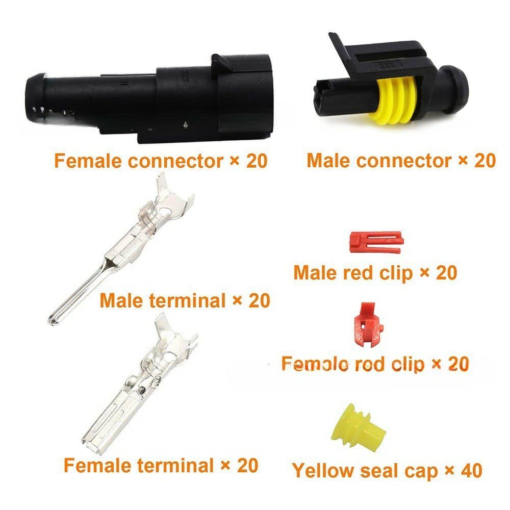 Car Truck 1 Pin Electrical Wire Connector Plug Kit Dustproof Anti-oxidation
