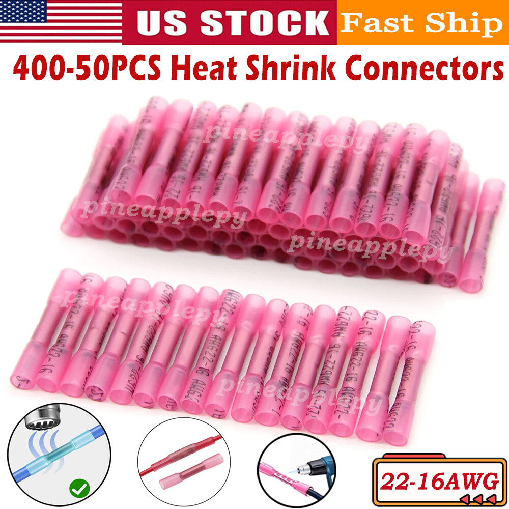 800X Waterproof Heat Shrink Butt Splice Wire Connector Insulated Crimp Terminals