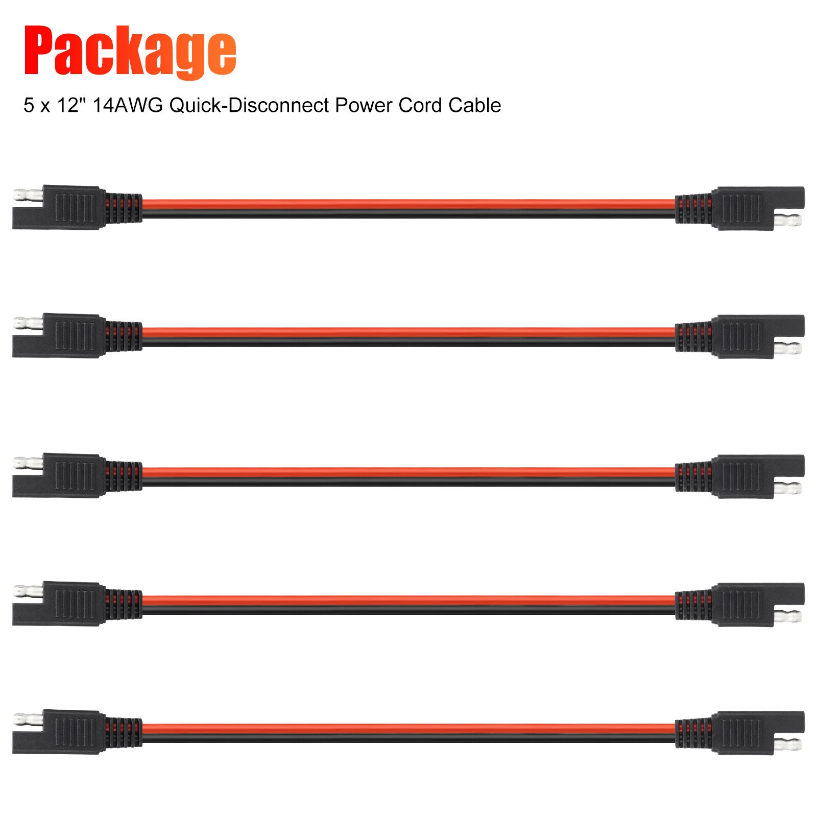 5x 12″ 2 Pin Quick Disconnect 14 Gauge Polarized Molded Connectors Power Cable