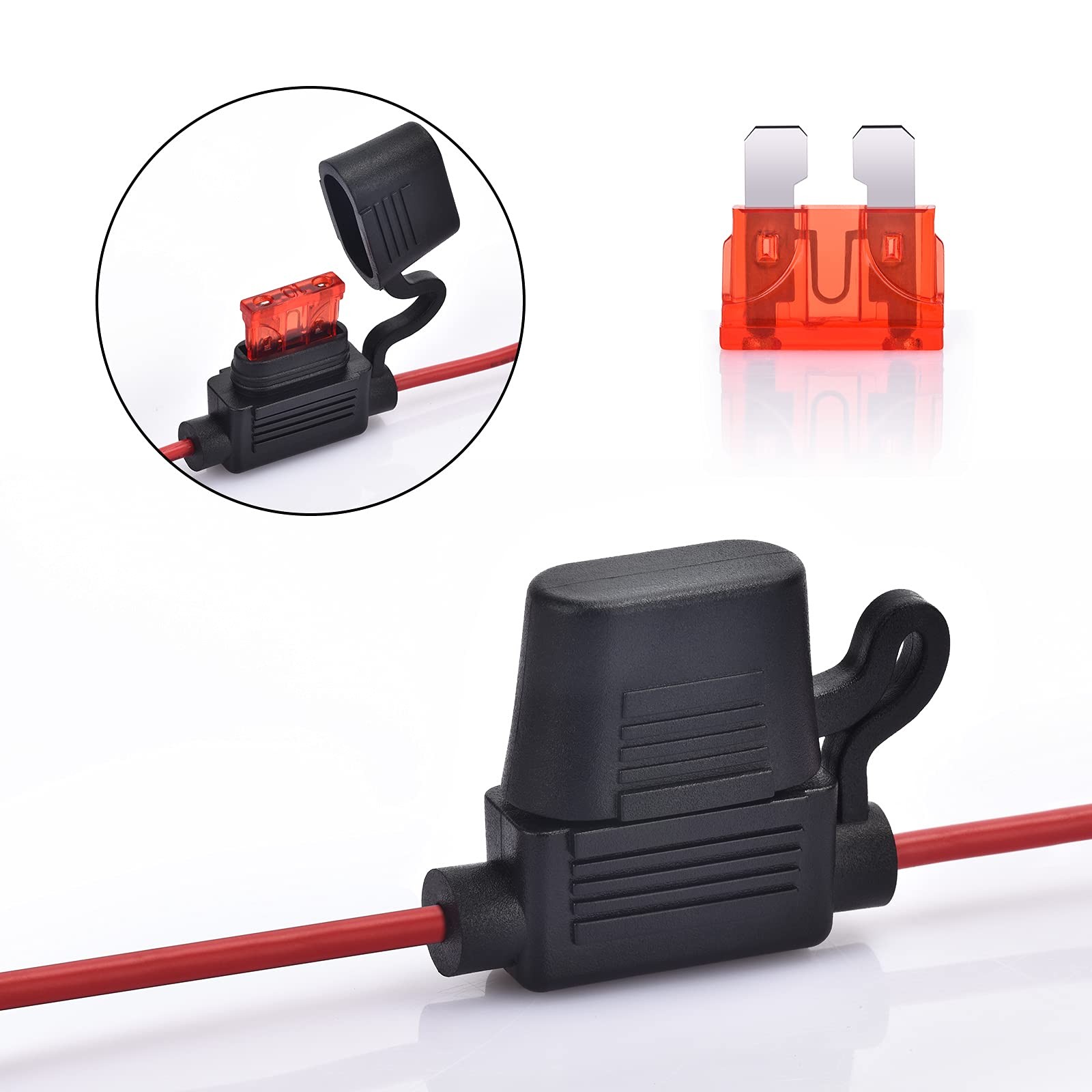 5FT 16AWG Waterproof SAE to Alligator Clips Cable with 10A Fuse for Solar