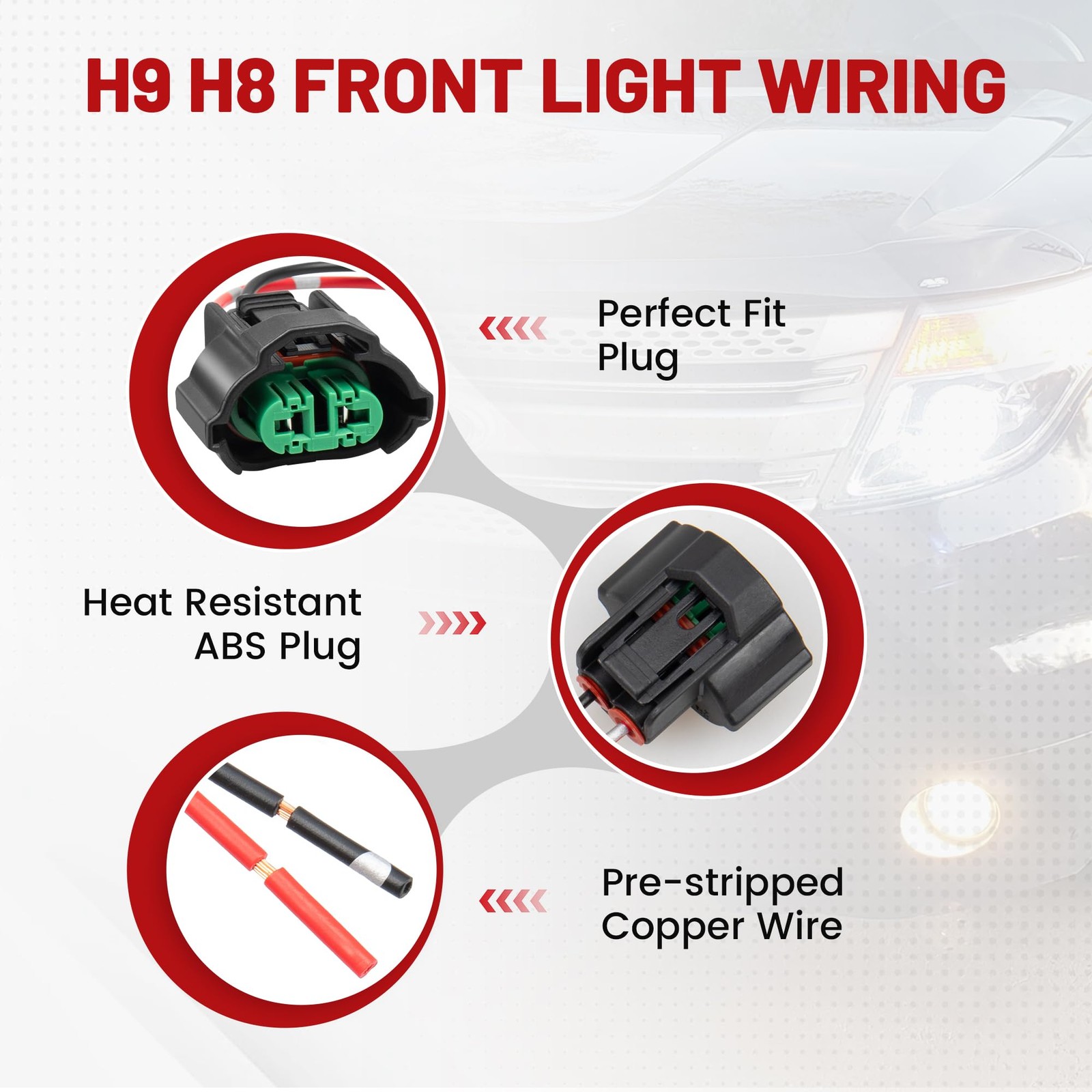 H8 H9 H11 880 881 Female Adapter Wire Connector Replace OEM Headlight Fog Lig…