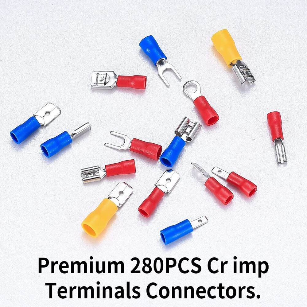 280PCS Assorted Insulated Electrical Wire Crimp Terminals Port Connectors Kit US