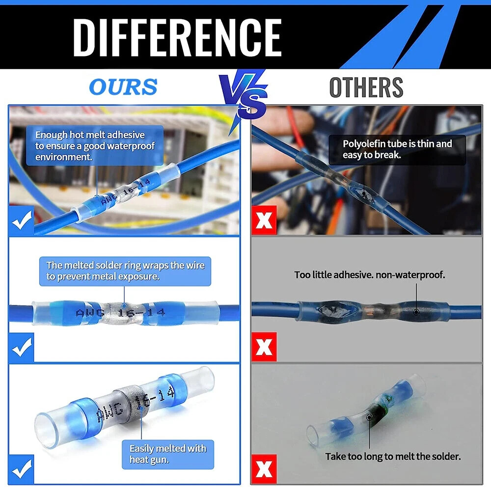 800 Heat Shrink Self Soldering Butt Connector Wire Solder Stick Splice Connector