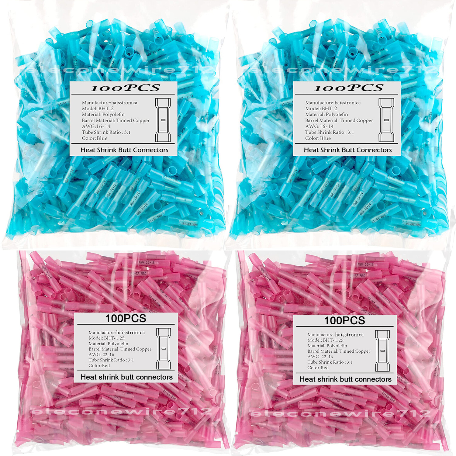 600/100 Heat Shrink Butt Wire Splice Connectors Crimp Terminals Kit 22-10AWG Lot