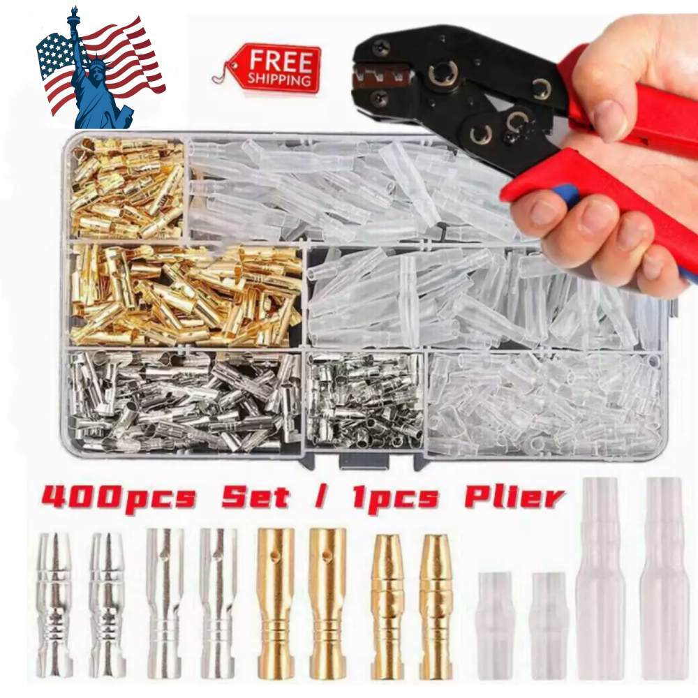 400X Assortment Male Female Bullet Terminals Electrical Wire Crimp Connector Kit