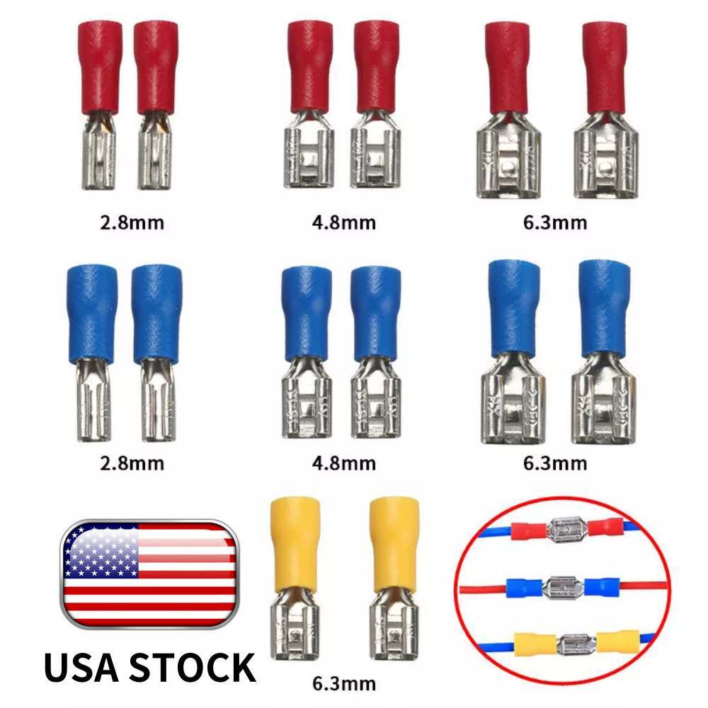 100/50pcs Female&Male Spade Insulated Connector Crimp Electrical Wire Terminal