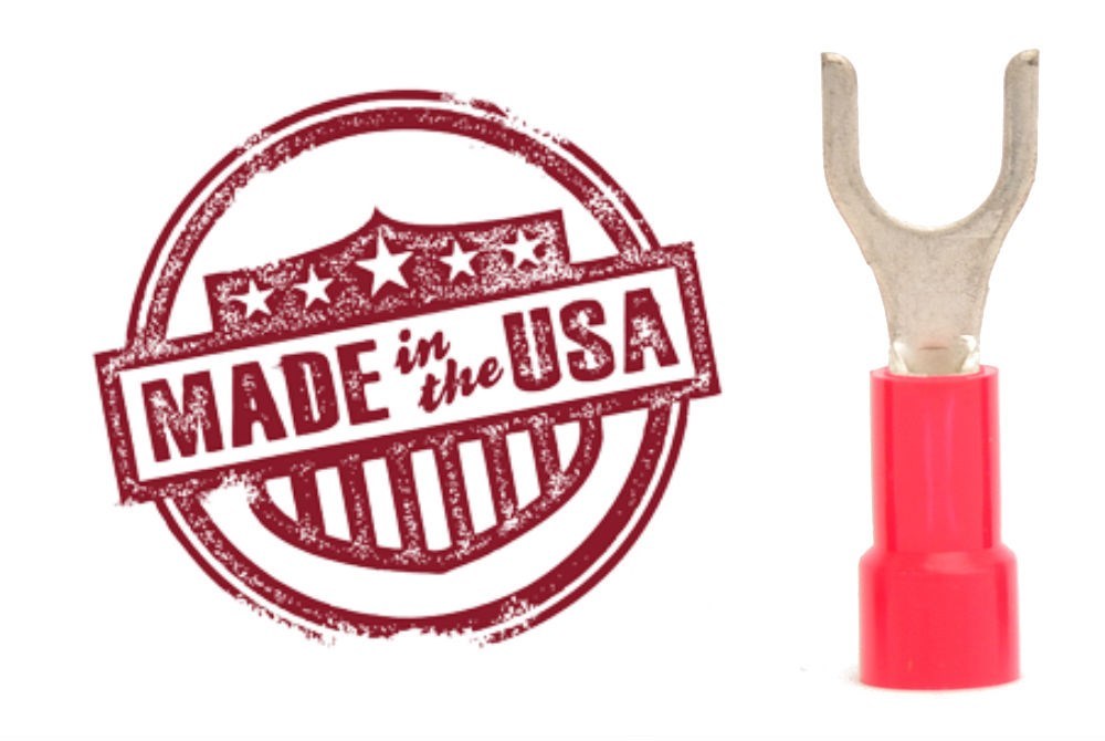 MVP 100 Red Vinyl Insul 18-22 AWG Spade Fork Wire Connector Terminal #6 Stud USA