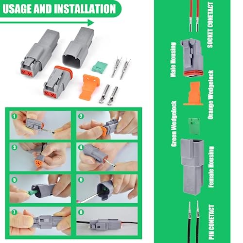134 PCS Deutsch DT Grey Connectors 8 Set, Waterproof 6 Pin 8 Set 6 Pin
