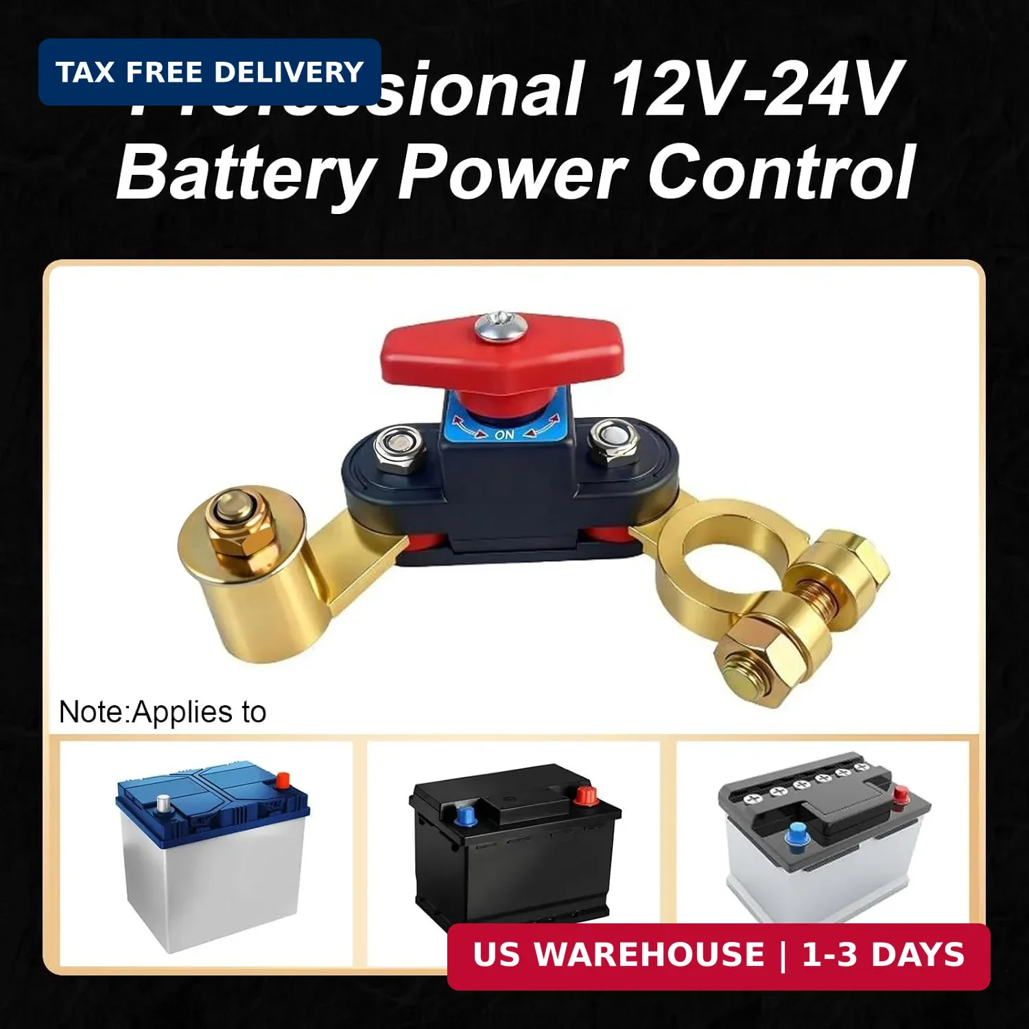 Battery Disconnect Switch, Car Battery Disconnect Switch 12V-24V, Adjustable Pur