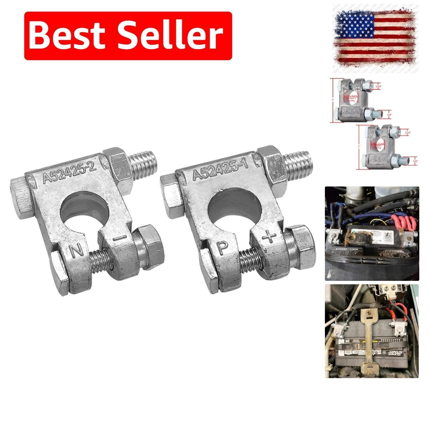 Military Spec Battery Terminal End, Top Post Battery Terminal Set for Marine …