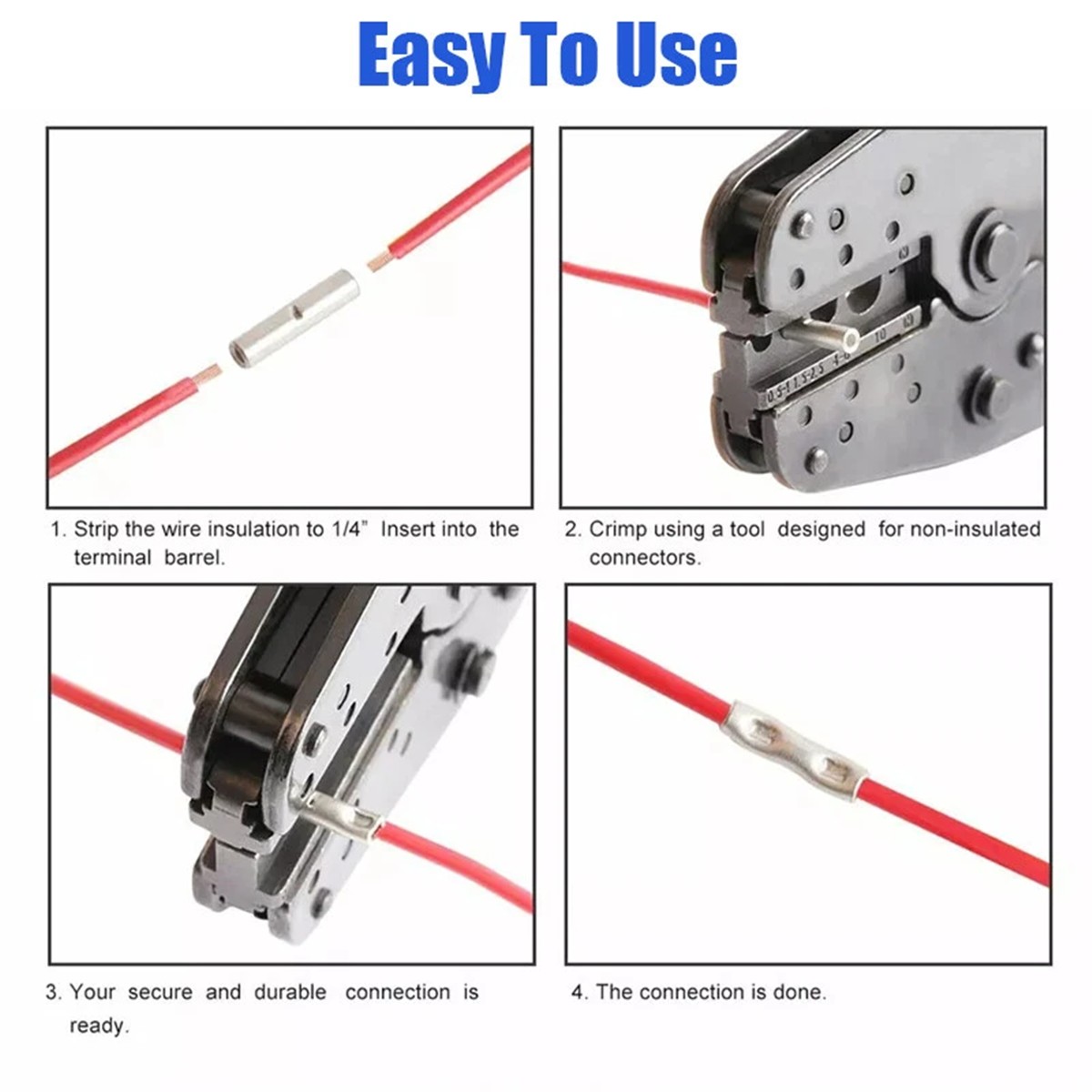 200/660PCS Non Insulated Butt Splice Uninsulated Crimp Wire Connectors Terminals