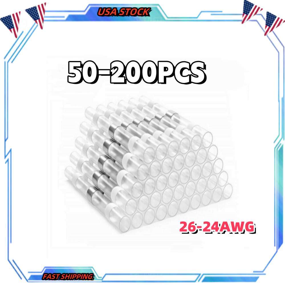 50-200PCS 26-24 AWG Solder Seal Sleeve Heat Shrink Butt Wire Connector Terminals