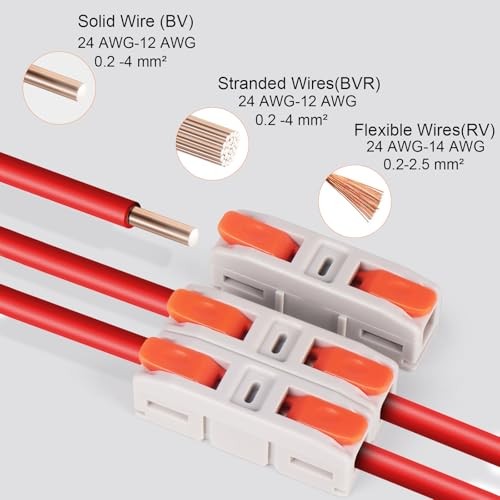 Lever Wire Connectors, Mini Quick Connectors Push-in, 1 in 1 Out 60PCS