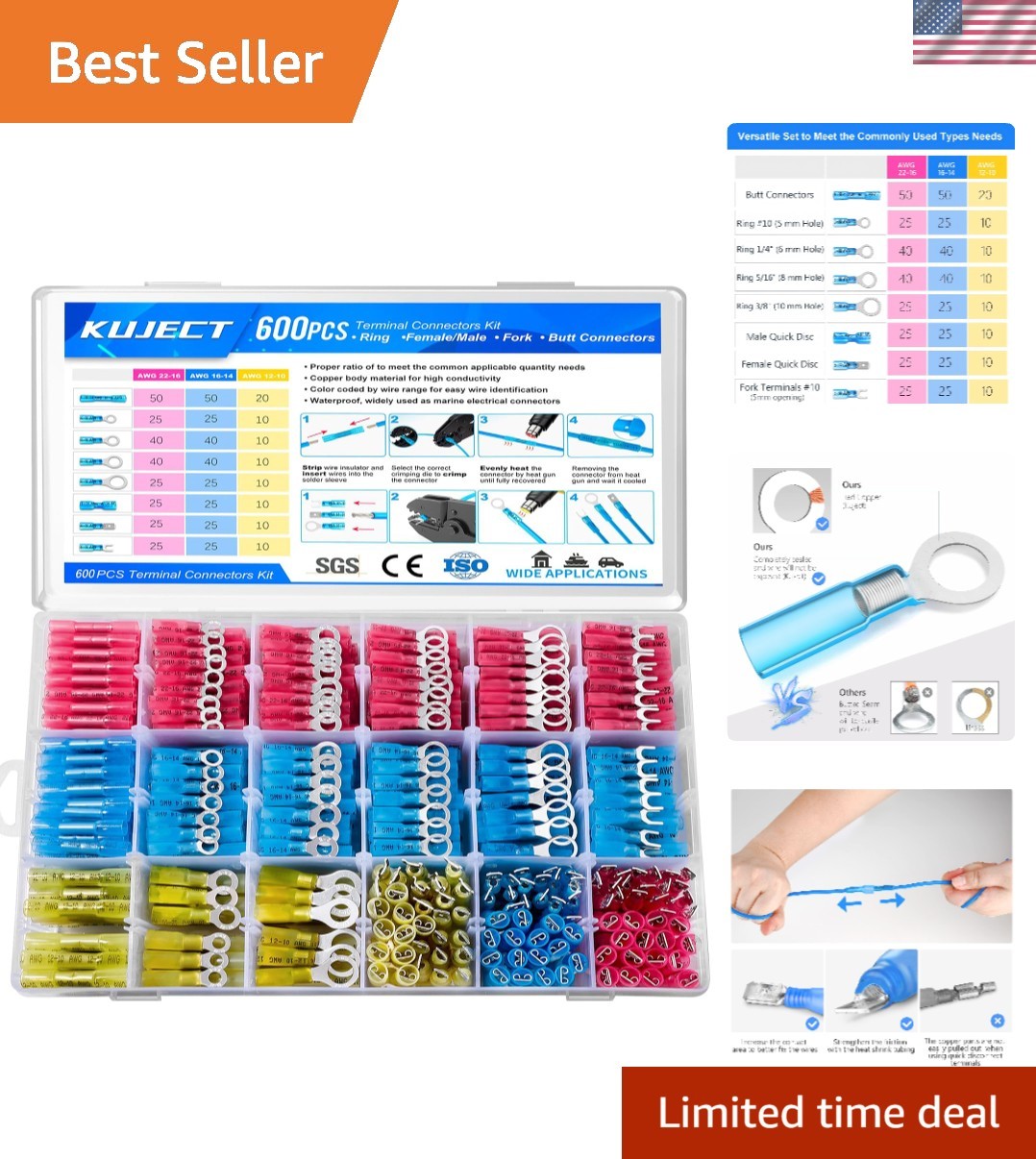600 PCS Heat Shrink Wire Connectors kit, Multipurpose Waterproof Electrical W…