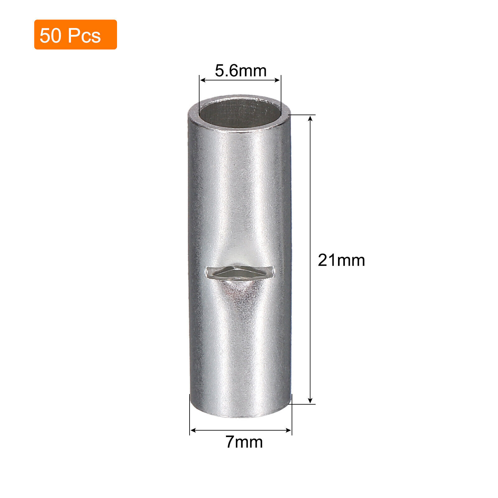 50Pcs 8 AWG Bare Copper Ferrule Butt Wire Connectors Crimp Splice Terminals