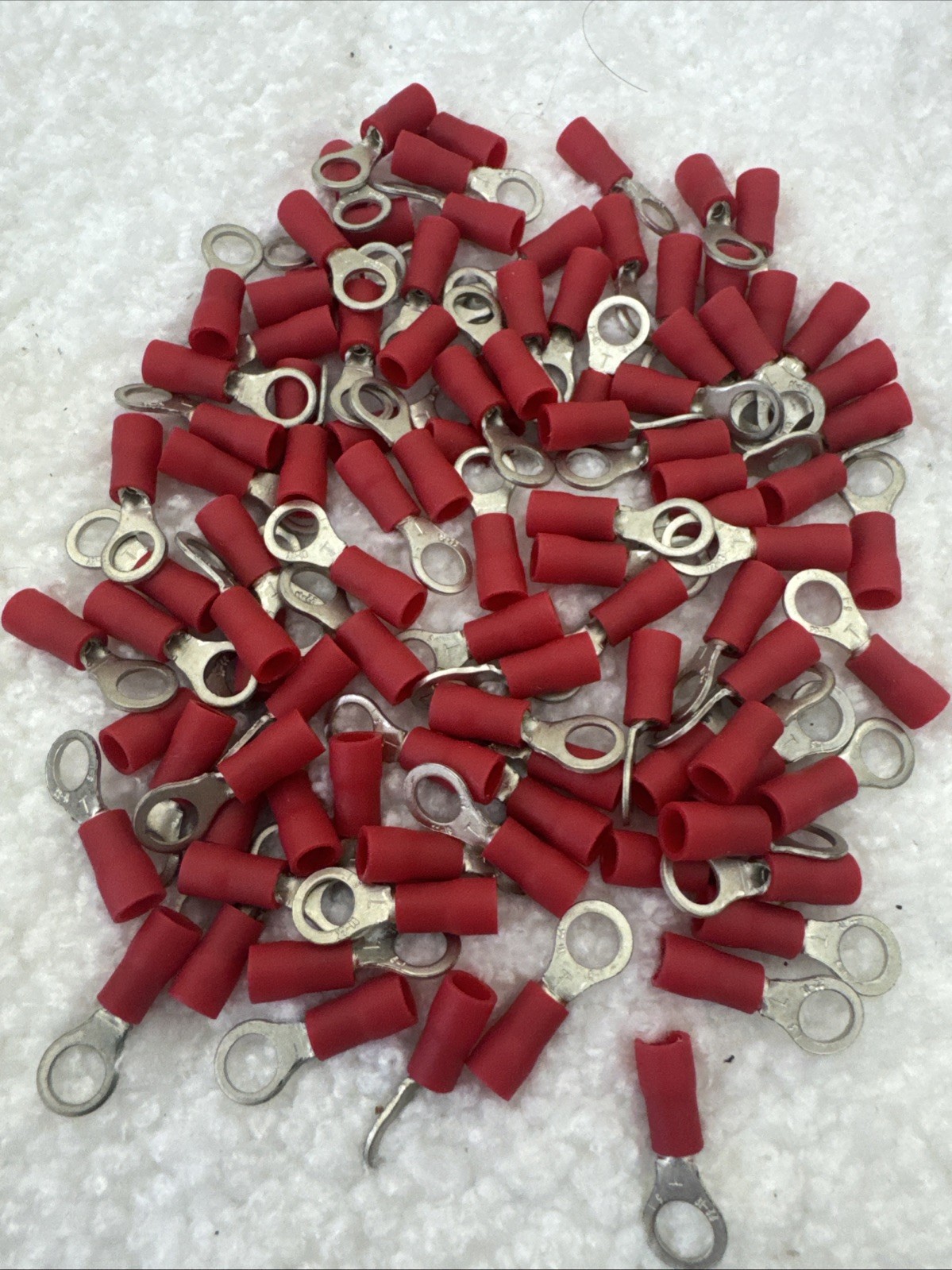 500 Pack Red 22-16 AWG Gauge Car Power Wire Ring Tongue Terminals Connectors ..