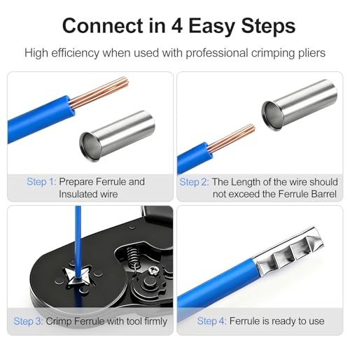 -Pack AWG 4/25mm² Long: 0.787″(20mm) Copper Crimp Connectors – Non-Insulated 50