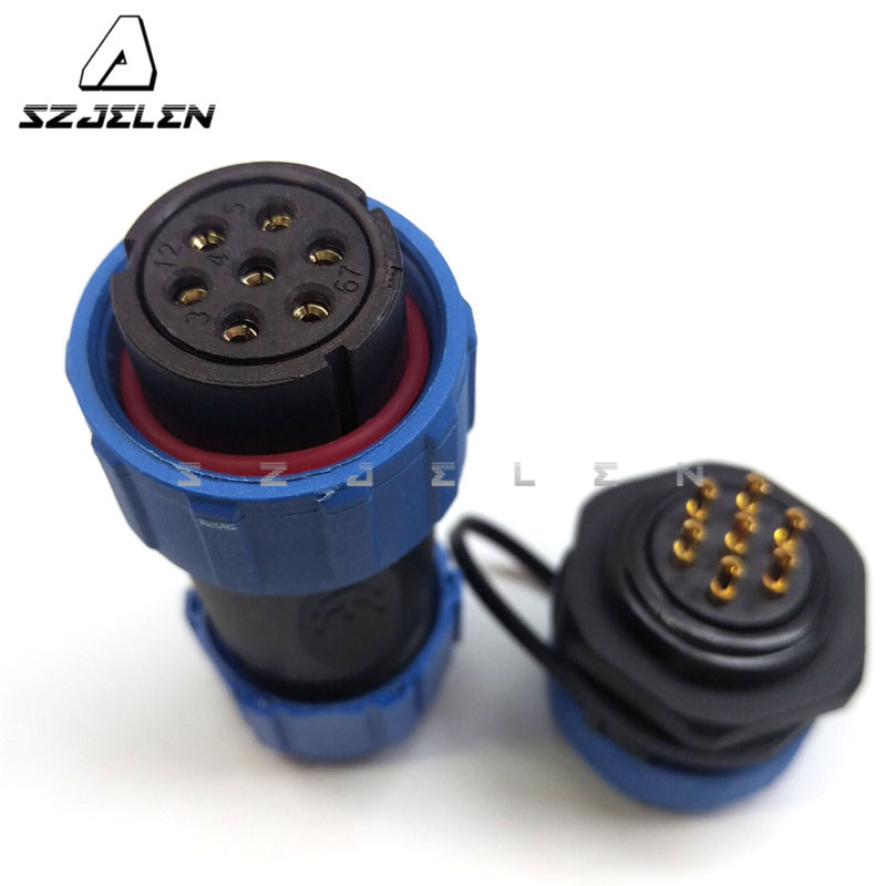 SP21 7pin waterproof connector,15A power wire cable connector male and female