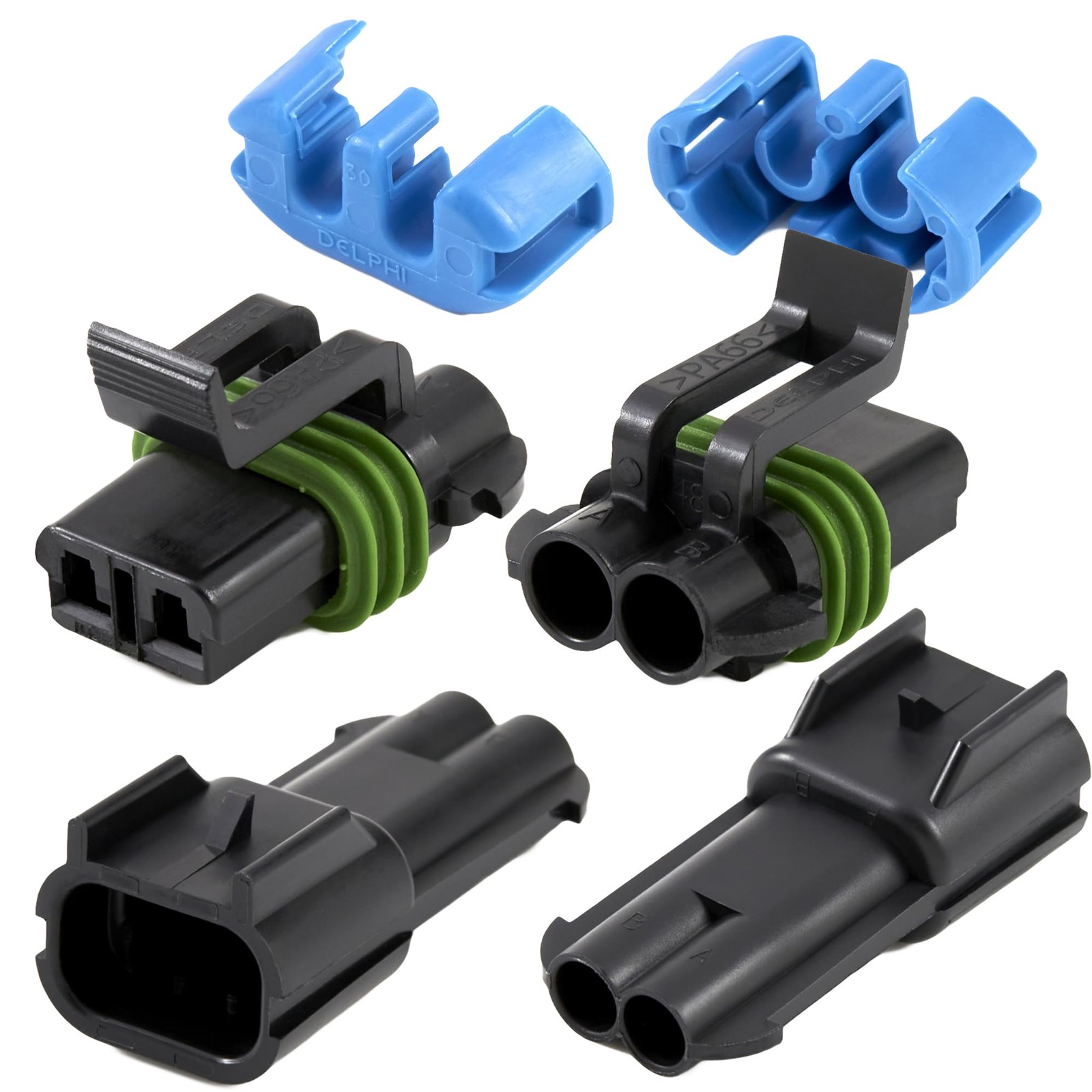 5-Pack (2-PIN) 30Amp Metri-Pack Waterproof Connector 2-Pin (12-10 GA)