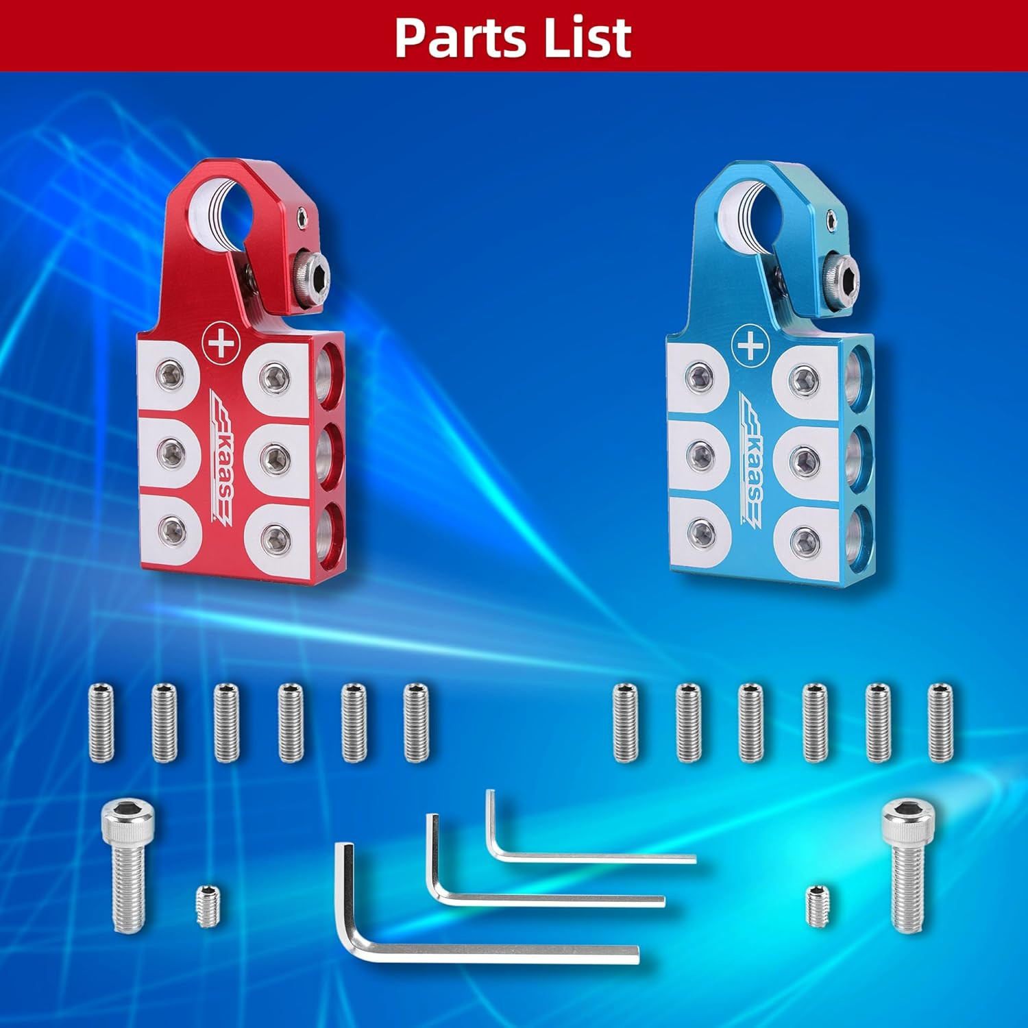 Kaas 6-Way Lead Acid Battery Terminal Connector, Colored Anode (Red/Blue) Set, f