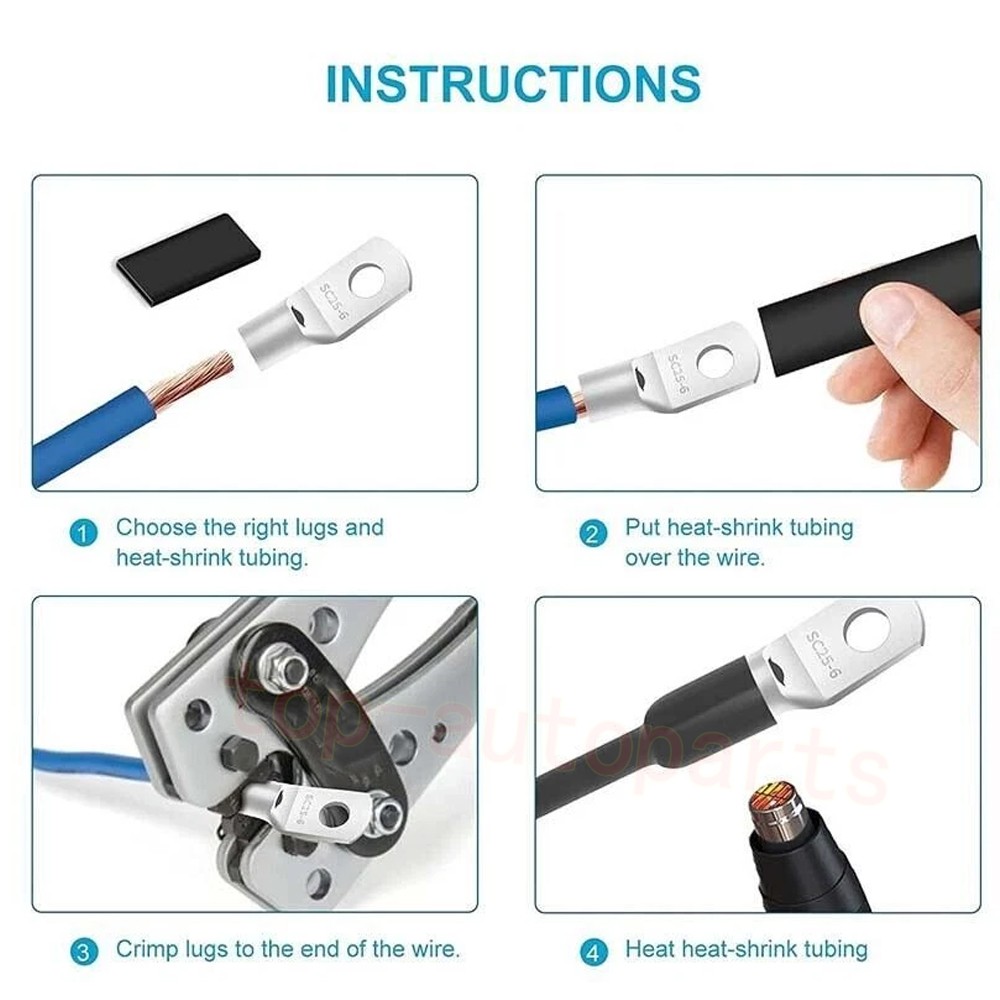 280PCS Copper Lugs Ring Terminals Bare Battery Welding Crimp Wire Connectors Kit
