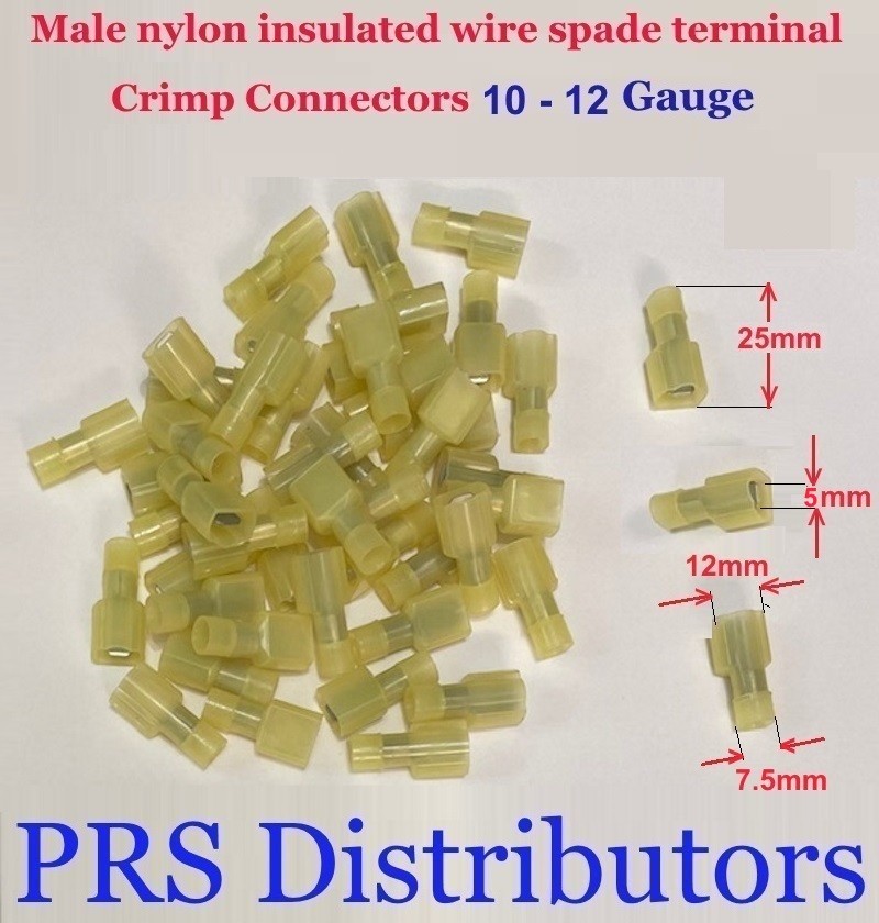 MALE FULLY INSULATED QUICK DISC TERMINAL NYLON YELLOW 100 Pieces