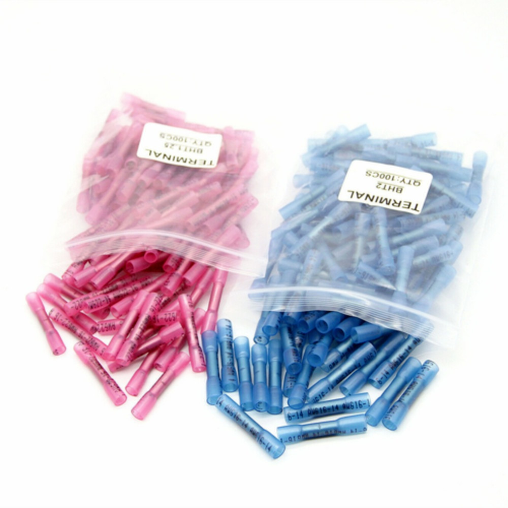 400/200PCS Heat Shrink Butt Wire Splice Connectors Crimp Terminals Kit 22-14AWG