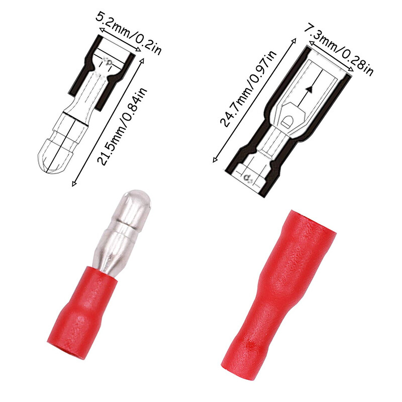 100PCS Insulated Bullet Crimp Wire Male/Female Connectors Splice Terminals Kit