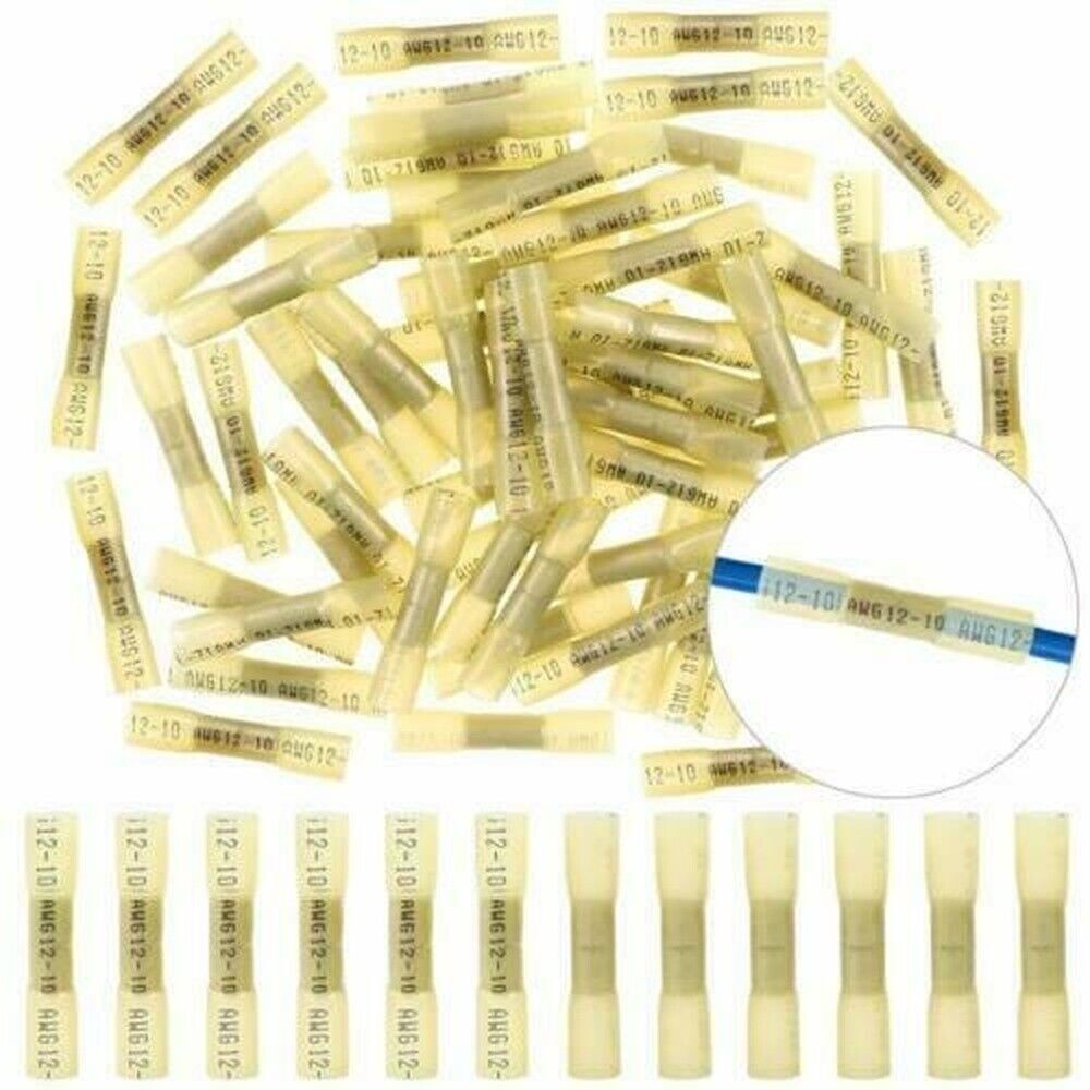 450-100Pcs Insulated Heat Shrink Butt Splice Crimp Electrical Connector Terminal