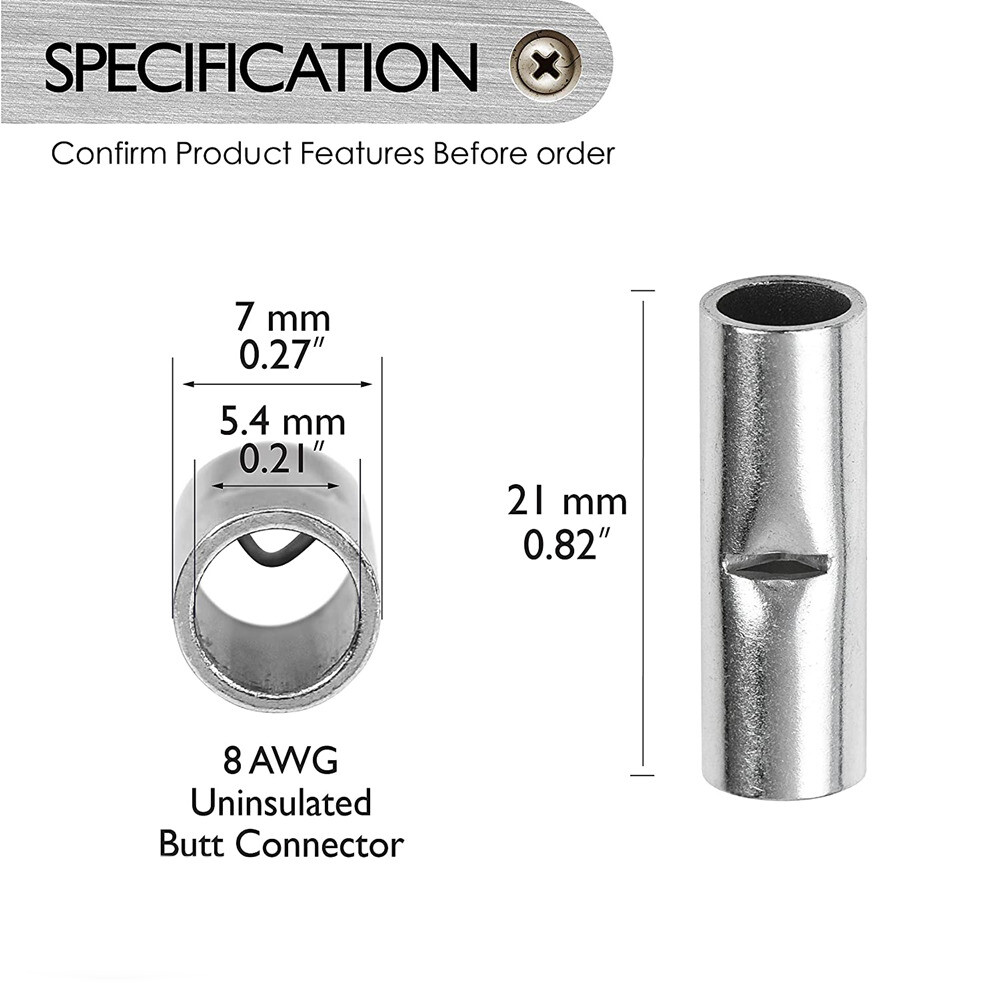 50-200× Straight Electrical Wire Connectors Ferrule Butt Splice Crimp Terminals