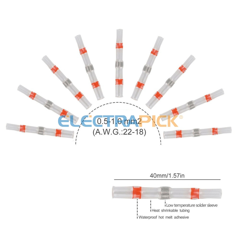 340 PCS Waterproof Solder Seal Sleeve Heat Shrink Butt Wire Connectors Terminals