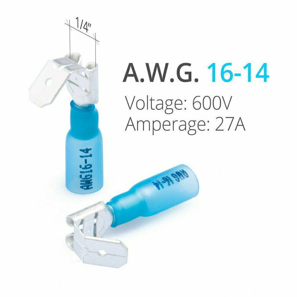 50/75/150x 22-10AWG 3 Way Wire Connectors Heat Shrink Piggyback Spade Terminals
