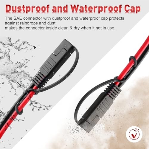 SAE Battery Connector, 10AWG SAE to Ring Terminal Cable with 15A 20A 30A 4FT