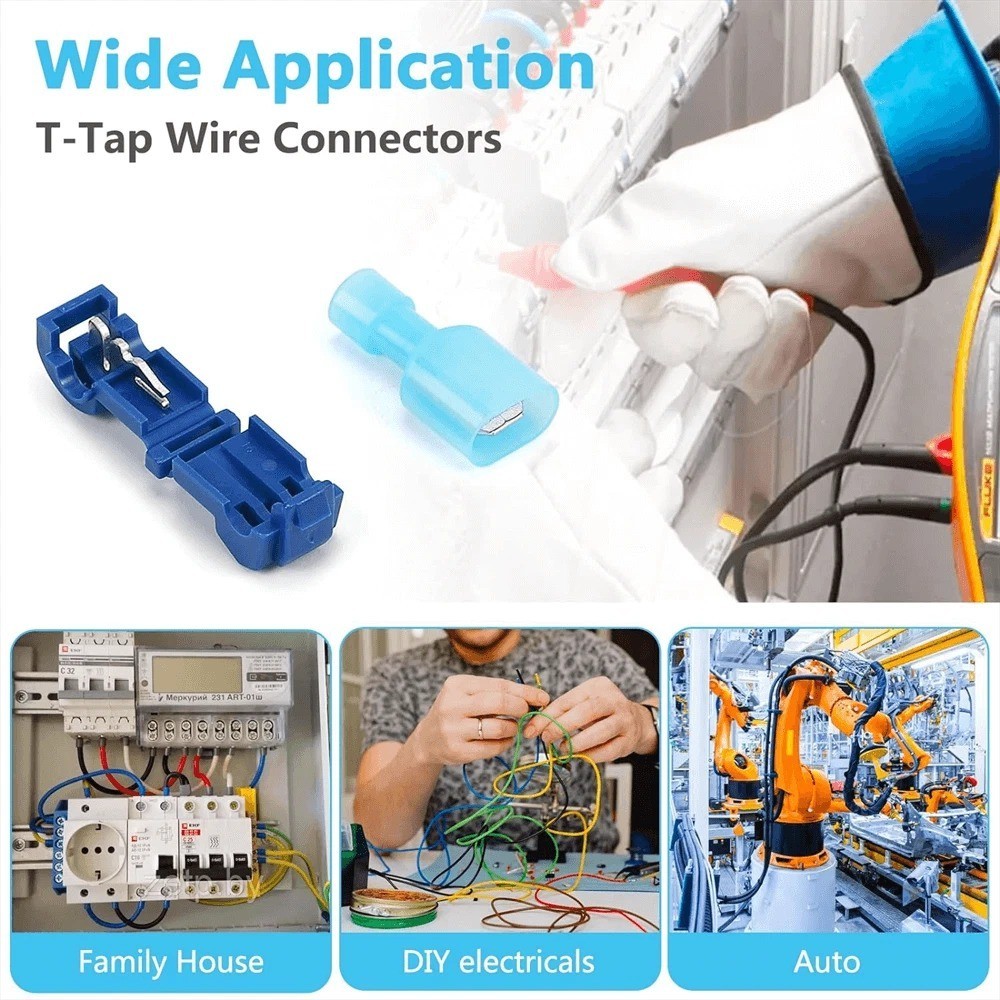 50PCS T-Tap 16-14AWG Wire Terminals Cable Quick Splice Crimp Connectors Kit