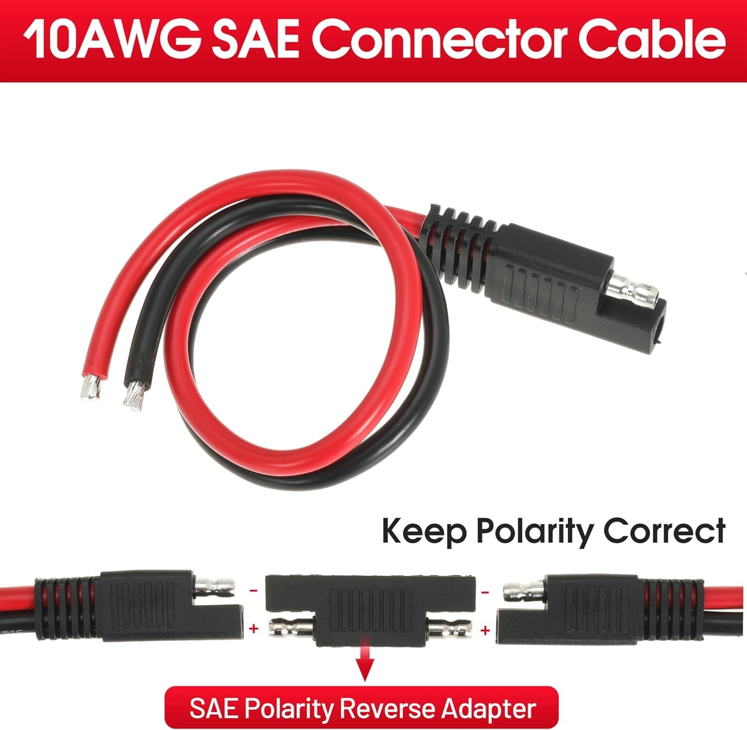1FT 14AWG SAE Extension Cable Compatible with Solar, RV, Automotive,8PCS