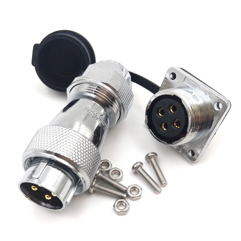 WS20 4pin Panel Mount Connector Plug Socket,25A 500V Aviation Cable Connector