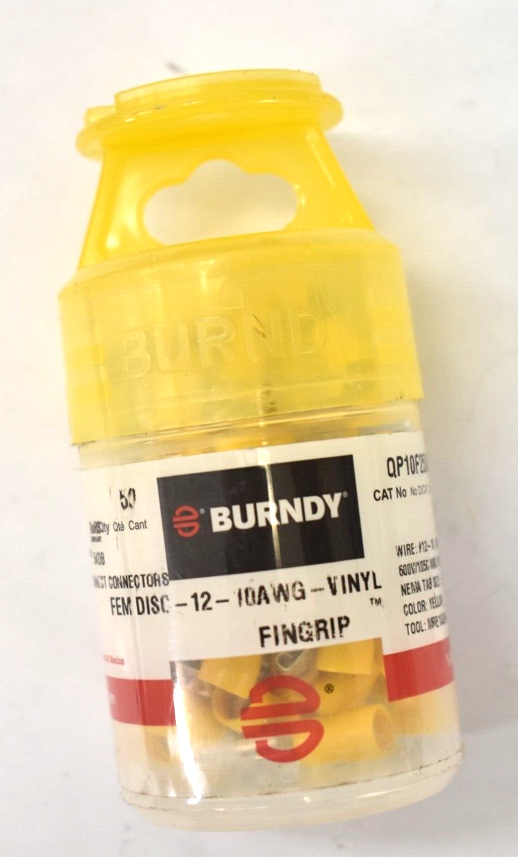 Lot of 50 Burndy Female Quick Disconnect Vinyl Insulated Brass Terminals