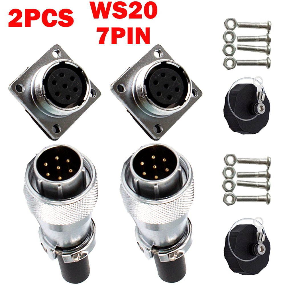 2Pc WS20 10A 7 Pin Aviation Plug Socket Industrial Electrical Power Connector US