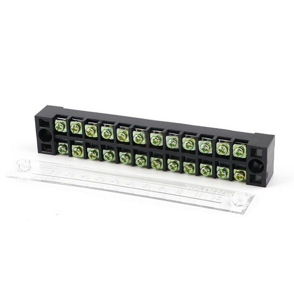 Dual Row 12 Positions 600V 15A Screw Terminal Electric Barrier Strip Block 5pcs