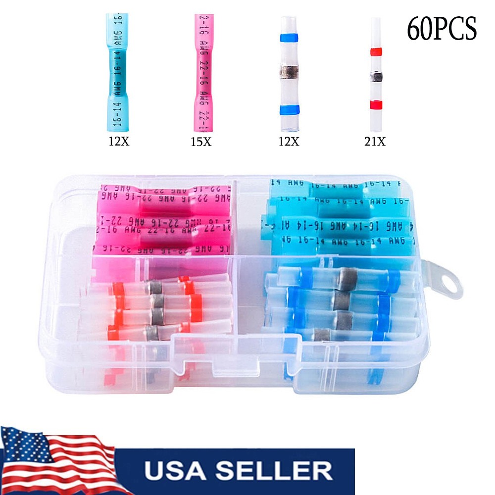 160PCS Solder Stick Seal Sleeve Heat Shrink Butt Wire Crimp Connectors Kit USA