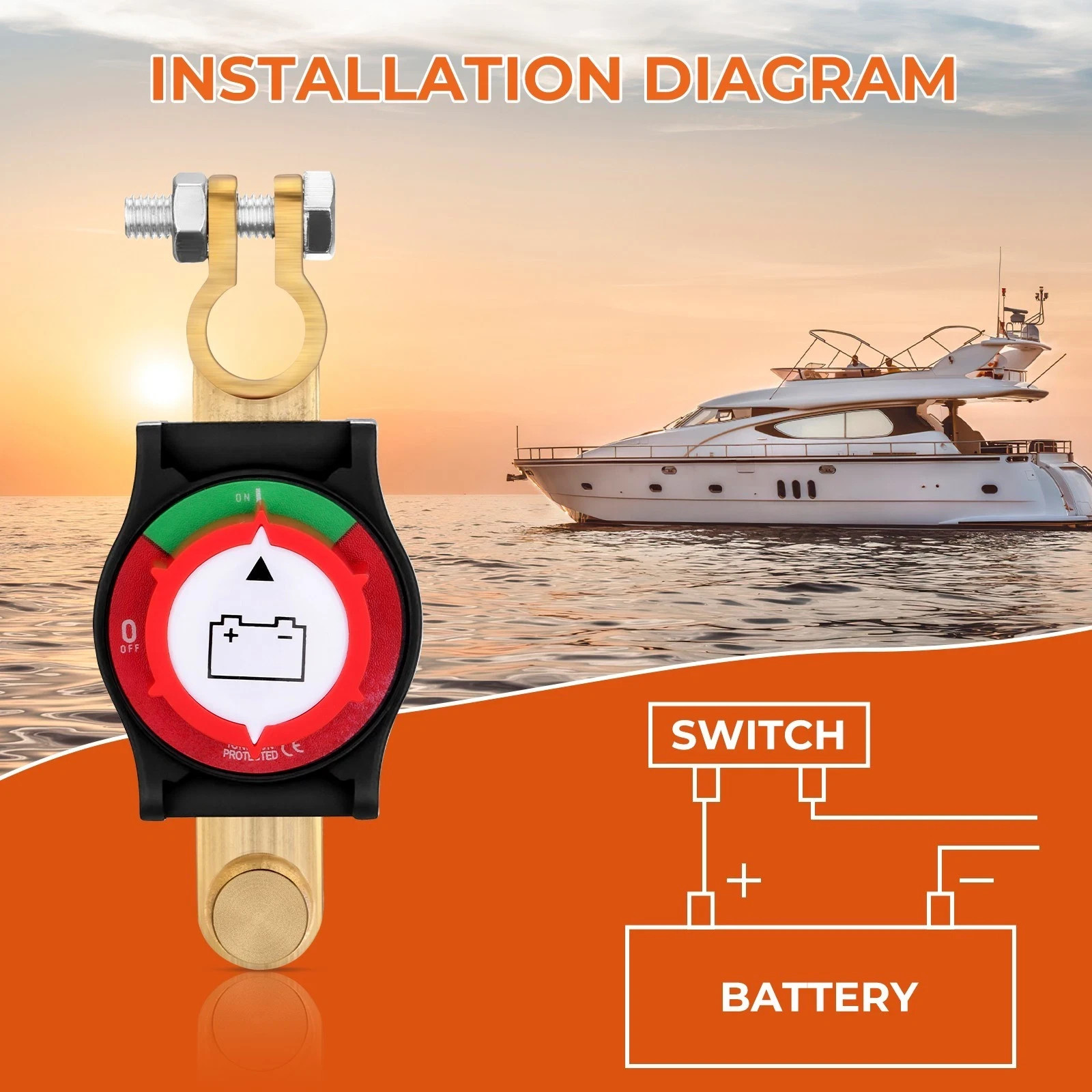 12V-48V Side Post Battery Disconnect Switch Kill Cut Off Switch for Car RV Boat