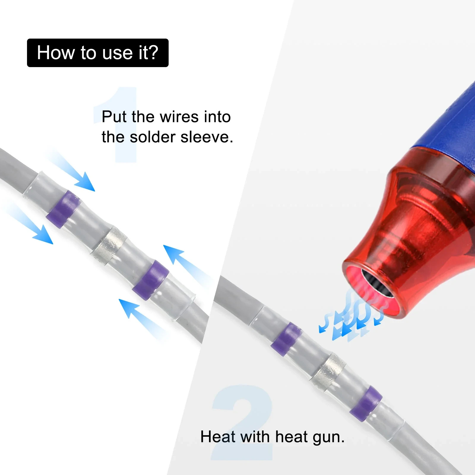 100X BLUE HEAT SHRINK BUTT CONNECTORS WIRE 14-16 GAUGE WATERPROOF WIRING